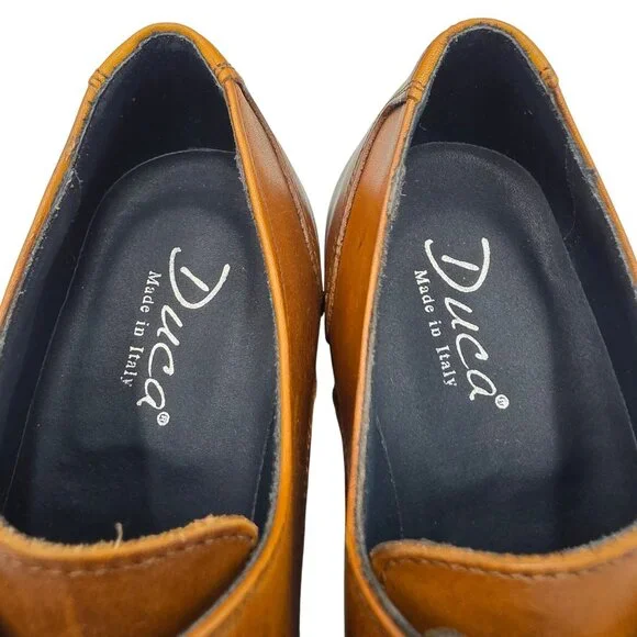 NEW Duca Italy Mens size 9 Burnished Brown Leather Plain-toe Derby Oxfords 42EU - Picture 7 of 14